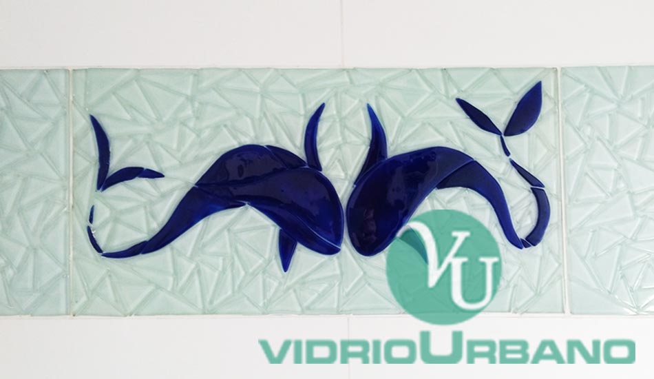 mural, peces, vidrio, vitrofusion